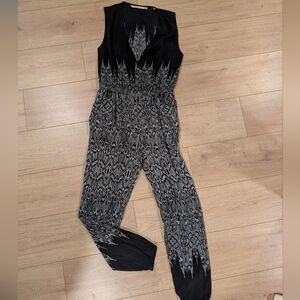 Twelfth Street by Cynthia Vincent Black and Gray Jumpsuit SILK